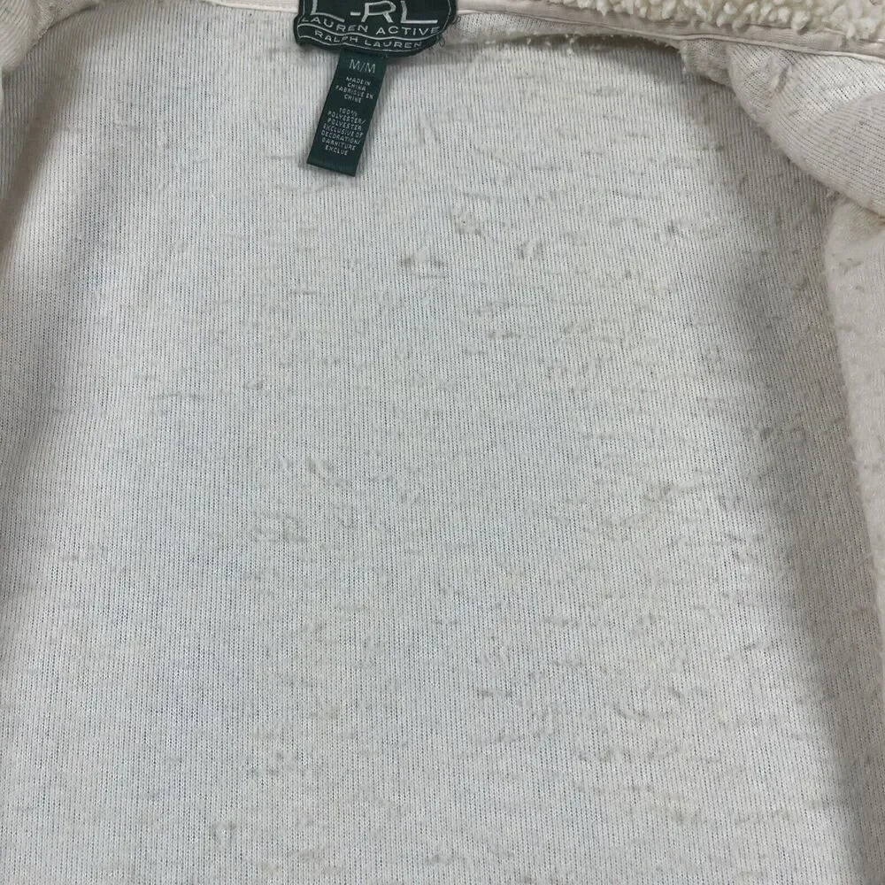 Lauren Ralph Lauren Active Jacket Womens Medium Teddy Zip Up Ivory *Description*